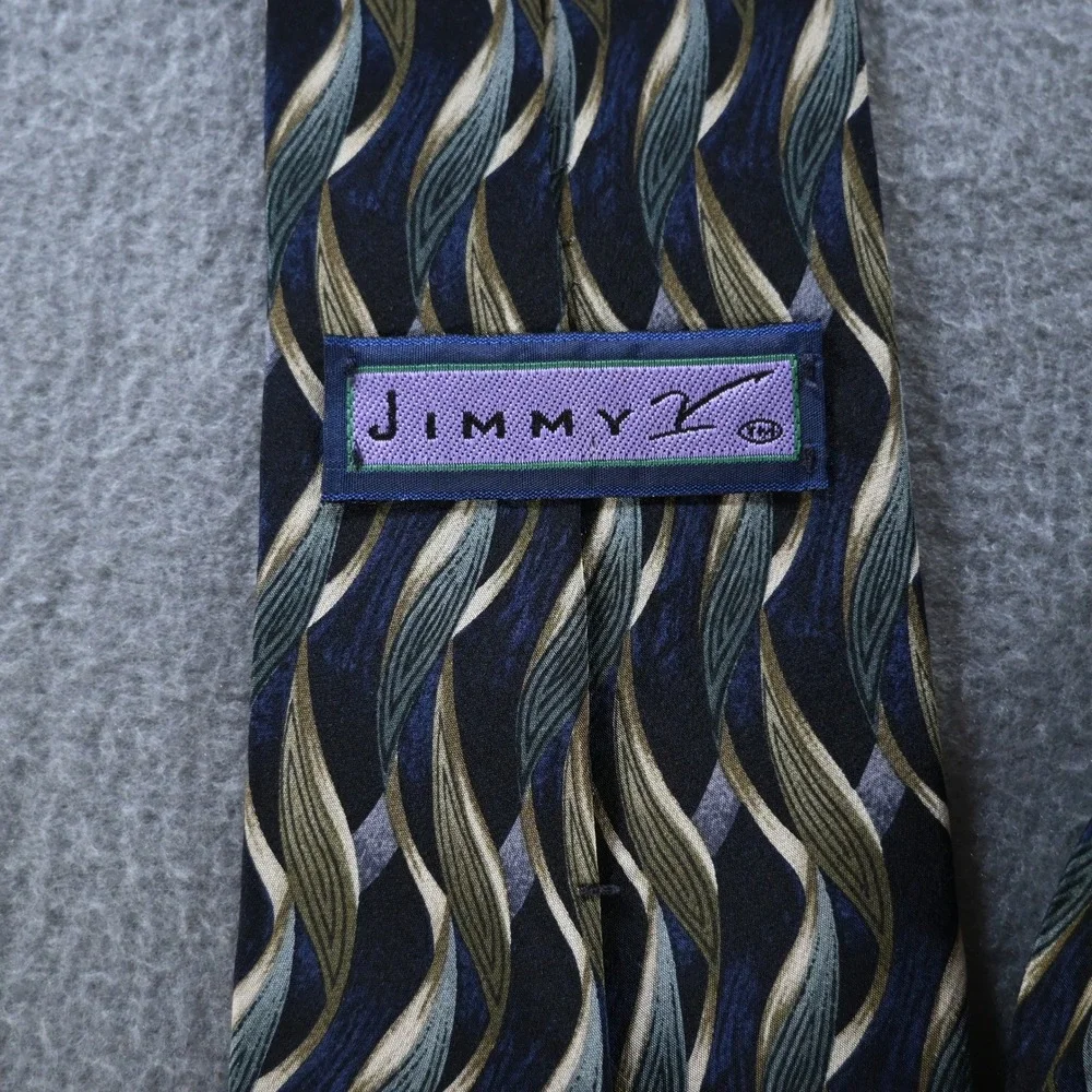 Jimmy Z Mens Vinnie Del Negro Collection Four‎ Silk Tie OS Navy Blue Geometric